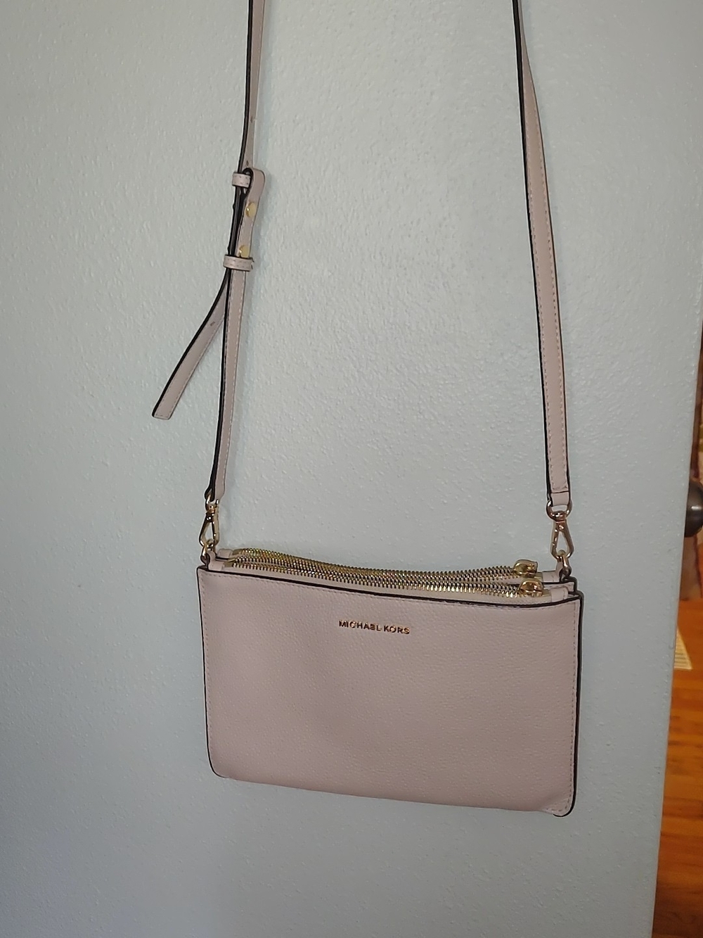 Michael Kors Blush Leather Double-Zip Crossbody